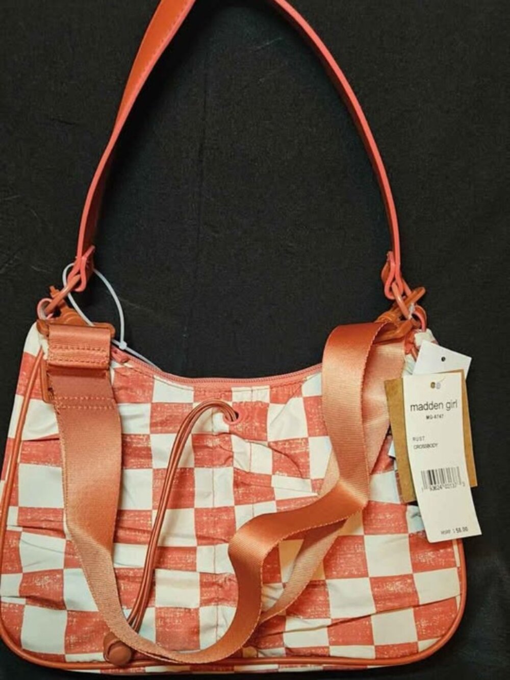 Madden Girl White Checked Pattern Crossbody Retro Style Purse